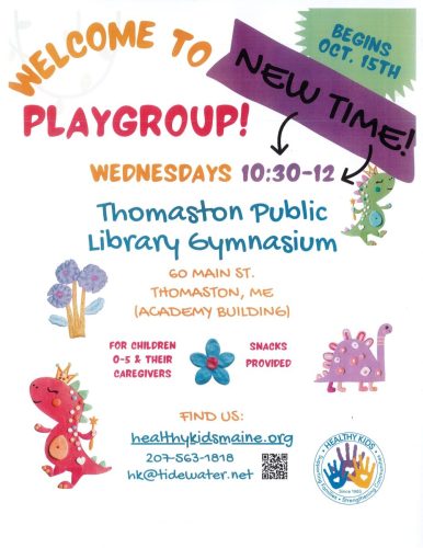 Healthy Kids Playgroup, Wednesdays 10:30 - 12 (New Time), for kids ages 0-5 and their caregivers, snacks provided